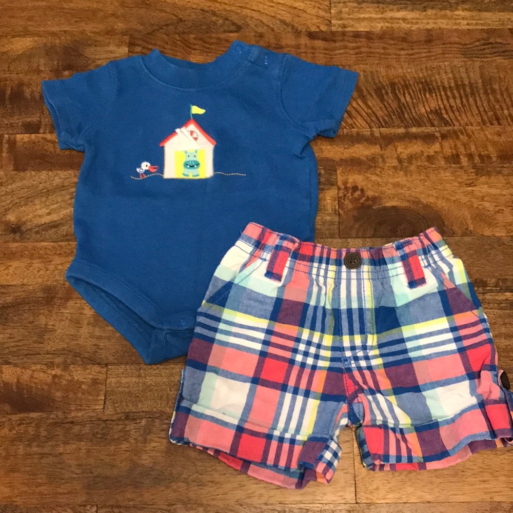 Baby Boy 0-3M Onesie and Shorts Outfit